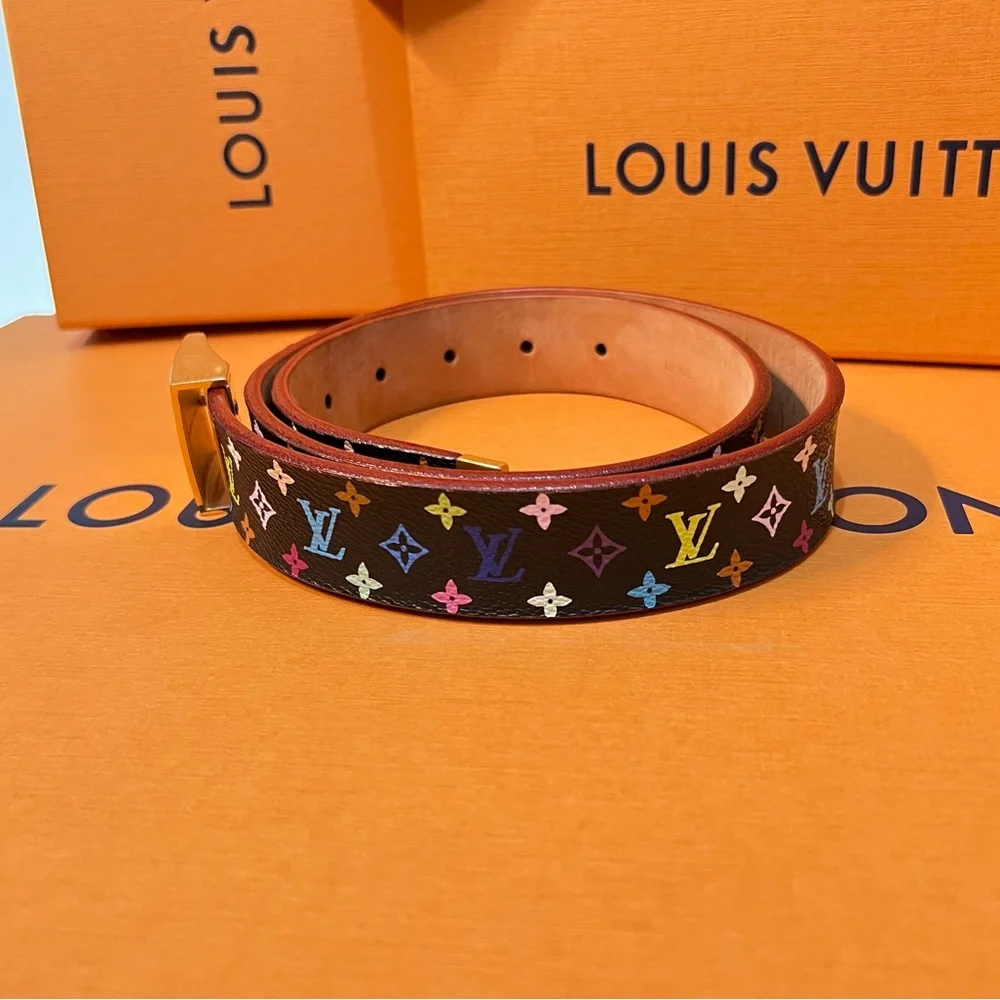 Auth Louis Vuitton Belt • Authentic Vintage Takashi Murakami in Multicolor